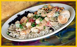 Stir-fried Coconut Shrimp with Rice and Peas, from Shaggy's