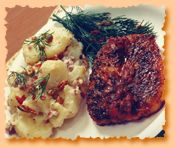 Scott Roberts' pork chops and potato salad